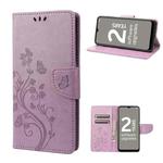 For Nokia G21 Butterfly Flower Pattern Leather Phone Case(Light Purple)