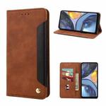 For Motorola Moto G22 Skin Feel Splicing Leather Phone Case(Brown)