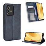 For vivo S12 / V23 5G Magnetic Buckle Retro Texture Leather Phone Case(Blue)