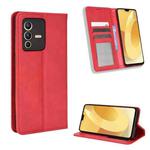 For vivo S12 / V23 5G Magnetic Buckle Retro Texture Leather Phone Case(Red)