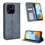 For Xiaomi Redmi 10C Magnetic Buckle Retro Texture Leather Phone Case(Blue)