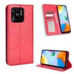 For Xiaomi Redmi 10C Magnetic Buckle Retro Texture Leather Phone Case(Red)