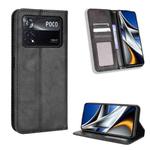 For Xiaomi Poco M4 Pro 4G Big Hole Magnetic Buckle Retro Texture Leather Phone Case(Black)