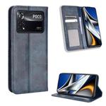 For Xiaomi Poco M4 Pro 4G Big Hole Magnetic Buckle Retro Texture Leather Phone Case(Blue)