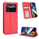 For Xiaomi Poco M4 Pro 4G Big Hole Magnetic Buckle Retro Texture Leather Phone Case(Red)