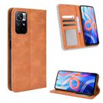 For Xiaomi Poco M4 Pro 5G Big Hole Magnetic Buckle Retro Texture Leather Phone Case(Brown)