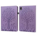 For Lenovo Legion Y700 Tree & Deer Pattern Pressed Printing Leather Tablet Case(Purple)