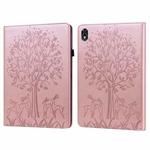 For Lenovo Legion Y700 Tree & Deer Pattern Pressed Printing Leather Tablet Case(Pink)