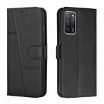 For OPPO A16/A16S/A54S/A55 5G/A53S 5G Stitching Calf Texture Buckle Leather Phone Case(Black)