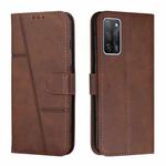 For OPPO A16/A16S/A54S/A55 5G/A53S 5G Stitching Calf Texture Buckle Leather Phone Case(Brown)