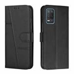 For OPPO Realme 8 5G/Realme V13 5G/Narzo 30 5G Stitching Calf Texture Buckle Leather Phone Case(Black)