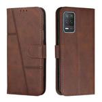 For OPPO Realme 8 5G/Realme V13 5G/Narzo 30 5G Stitching Calf Texture Buckle Leather Phone Case(Brown)