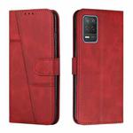 For OPPO Realme 8 5G/Realme V13 5G/Narzo 30 5G Stitching Calf Texture Buckle Leather Phone Case(Red)