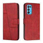 For OPPO Reno5 5G&4G / Find X3 Lite Stitching Calf Texture Buckle Leather Phone Case(Red)