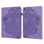 For Samsung Galaxy Tab A7 Lite Peacock Embossed Pattern Leather Tablet Case(Purple)