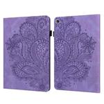 For Huawei MediaPad M5 Lite 10 Peacock Embossed Pattern TPU + PU Leather Tablet Case(Purple)