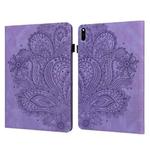 For Huawei MatePad 10.4 Peacock Embossed Pattern TPU + PU Leather Tablet Case(Purple)