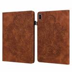 For Huawei MatePad 10.4 Peacock Embossed Pattern TPU + PU Leather Tablet Case(Brown)