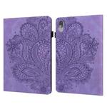 For Lenovo Tab P11 Pro 11.5 inch 2021 TB-J706L / TB-J706F Peacock Embossed Pattern TPU + PU Leather Tablet Case(Purple)