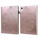 For iPad mini 6 Peacock Embossed Pattern TPU + PU Leather Tablet Case(Rose Gold)