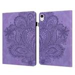 For iPad mini 6 Peacock Embossed Pattern TPU + PU Leather Tablet Case(Purple)