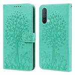 For OnePlus Nord CE 5G Tree & Deer Pattern Pressed Printing Horizontal Flip Leather Phone Case(Green)