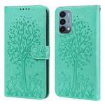 For OnePlus Nord N200 5G Tree & Deer Pattern Pressed Printing Horizontal Flip Leather Phone Case(Green)
