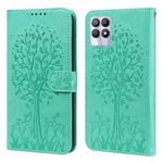 For Realme 8i Tree & Deer Pattern Pressed Printing Horizontal Flip Leather Phone Case(Green)