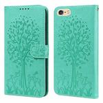 For iPhone SE 2022 / 7 / 8 / SE 2020 Tree & Deer Pattern Pressed Printing Horizontal Flip Leather Phone Case(Green)