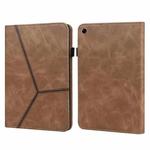 For OPPO Pad Solid Color Embossed Striped Leather Case(Brown)