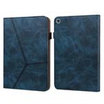For Huawei MediaPad M5 Lite 10.1 Solid Color Embossed Striped Leather Case(Blue)
