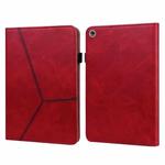 For Huawei MediaPad M5 Lite 10.1 Solid Color Embossed Striped Leather Case(Red)