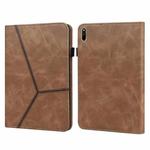 For Huawei MatePad 10.8 (2021) Solid Color Embossed Striped Leather Case(Brown)