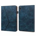 For Huawei MatePad 10.8 (2021) Solid Color Embossed Striped Leather Case(Blue)