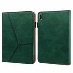 For Huawei MatePad 10.8 (2021) Solid Color Embossed Striped Leather Case(Green)