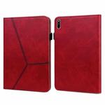 For Huawei MatePad 11 (2021) Solid Color Embossed Striped Leather Case(Red)