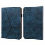 For Huawei MediaPad T3 10 Solid Color Embossed Striped Leather Case(Blue)