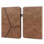 For Huawei MediaPad T5 Solid Color Embossed Striped Leather Case(Brown)