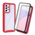 For Samsung Galaxy A73 5G Starry Sky Solid Color Series PC + TPU Phone Case with PET Film(Red)