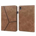 For Lenovo Legion Y700 Solid Color Embossed Striped Leather Case(Brown)