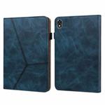 For Lenovo Legion Y700 Solid Color Embossed Striped Leather Case(Blue)