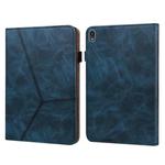 For Lenovo Tab P11 2020 11 inch Solid Color Embossed Striped Leather Case(Blue)