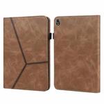 For Lenovo Tab K10 / M10 Plus / M10 FHD Plus Solid Color Embossed Striped Leather Case(Brown)