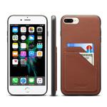 For iPhone 7 Plus / 8 Plus Denior V1 Luxury Car Cowhide Leather Protective Case with Double Card Slots(Brown)