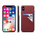 For iPhone X / XS Denior V1 Luxury Car Cowhide Leather Protective Case with Double Card Slots(Dark Red)