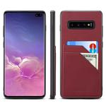 For Galaxy S10 Plus Denior V1 Luxury Car Cowhide Leather Protective Case with Double Card Slots(Dark Red)