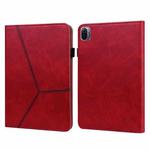 For Xiaomi Pad 5 / Pad 5 Pro Solid Color Embossed Striped Leather Case(Red)