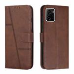 For vivo Y15s Stitching Calf Texture Buckle Leather Phone Case(Brown)