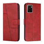 For vivo Y15s Stitching Calf Texture Buckle Leather Phone Case(Red)