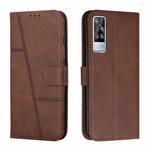 vivo Y51 2020/Y51 2020 December/Y31 2020/Y51a Stitching Calf Texture Buckle Leather Phone Case(Brown)